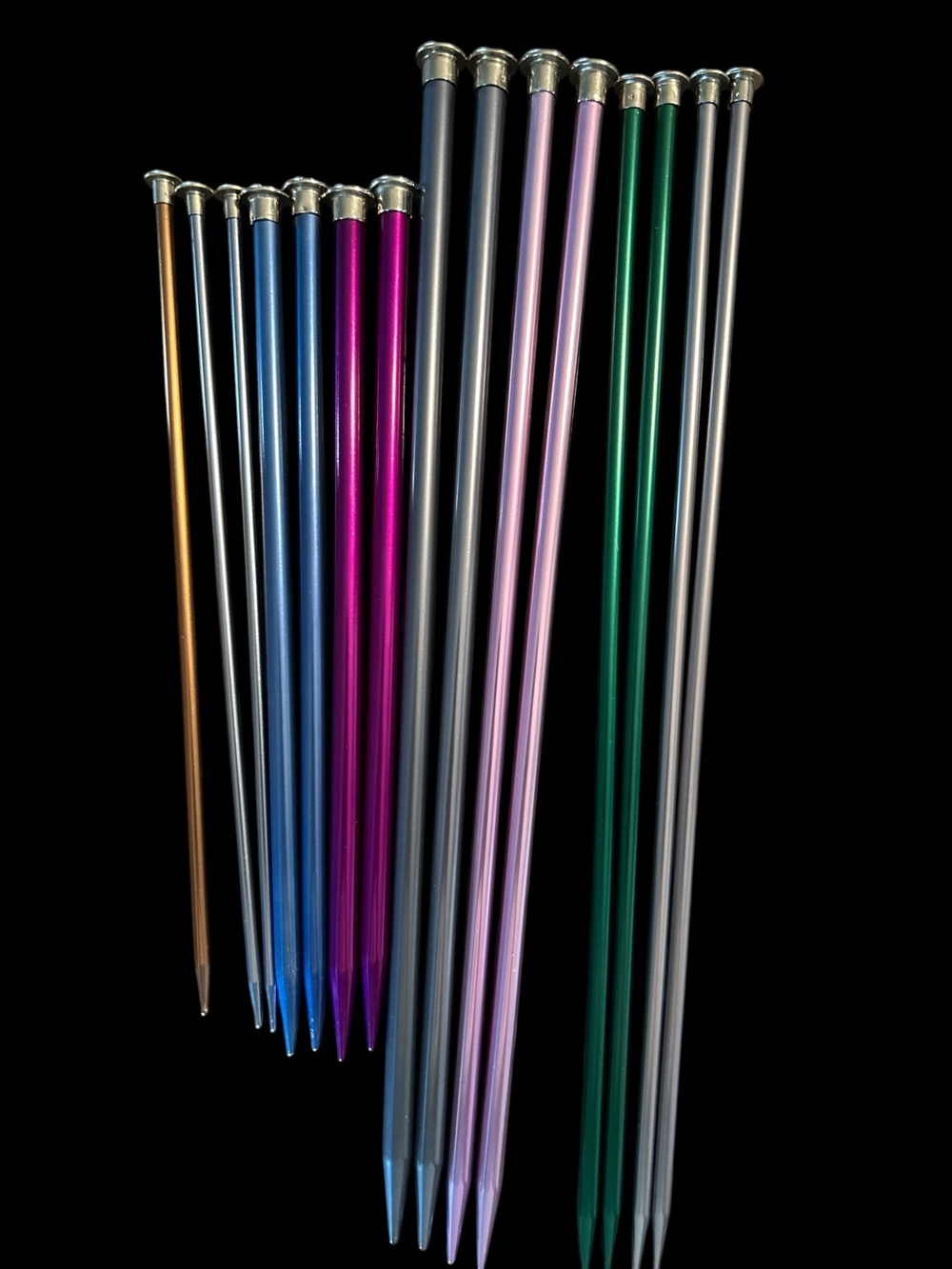 Boye knitting needles 7 pair 6 10 10.5 11 13, 13-9mm, 11-8mm